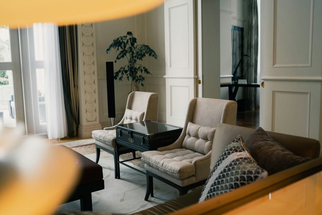 Minimal condominium interior lounge corner
