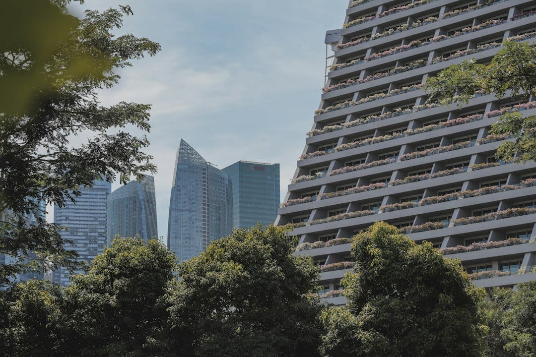 Singapore luxury condominium building with vertical greenery