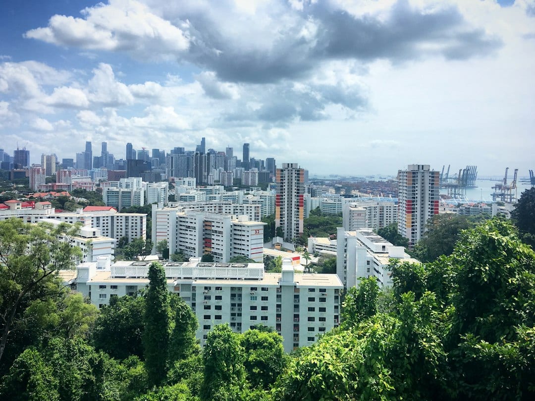Singapore residential district skyline aerial view